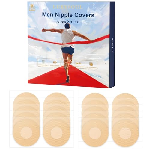 LUXYSOUL Men Nipple Covers for Running 120Pcs Anti Chafing Tape for Marathon - No Show Sweatproof Protection Nude