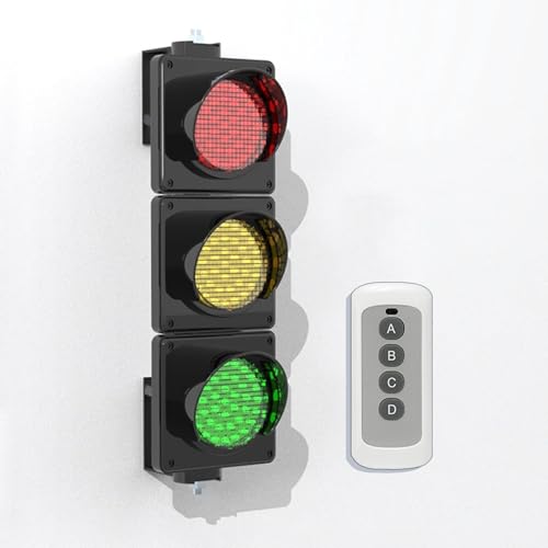 Feu Tricolore 100 MM, Télécommande Feu Tricolore, Feu de Signalisation à LED, Rouge/jaune/vert Three Colors, Plug & Play(Remote control-100m)