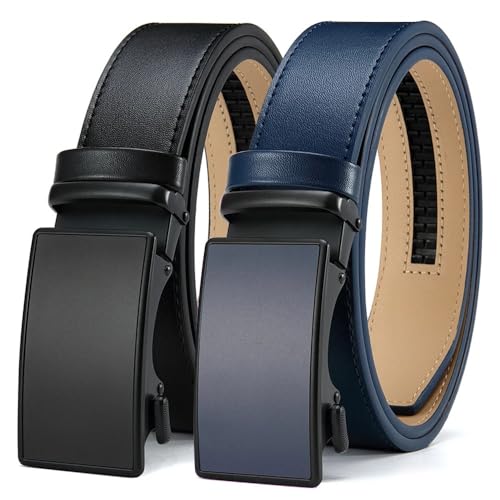 Ceinture d'affaires ajustée sans trou pour homme : boucle automatique métal anti-rayure