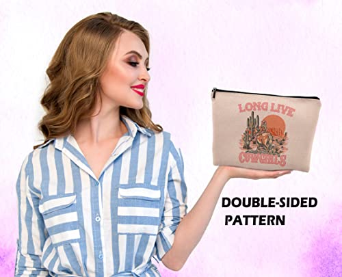Pink Cowgirl Cosmetic Bag, Western Supplies for Women Makeup Bag for Purse, Western Makeup Bag, Long Live Cowgirls Preppy Gifts Cowgirl Gifts Pouch Bags, Western Bags for Women 6