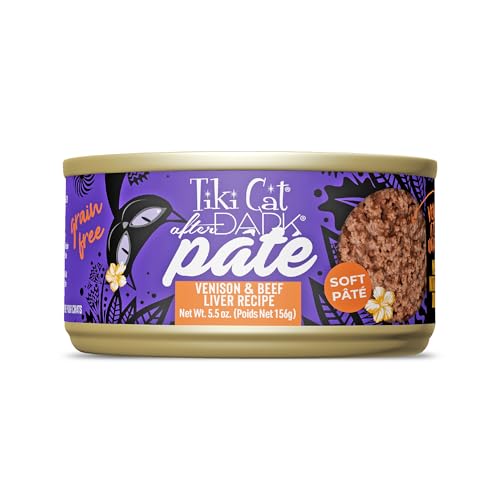 Tiki Cat After Dark Soft Paté Wet Cat Food, Venison & Beef Liver Recipe, 5.5 oz. Can (8 Count)