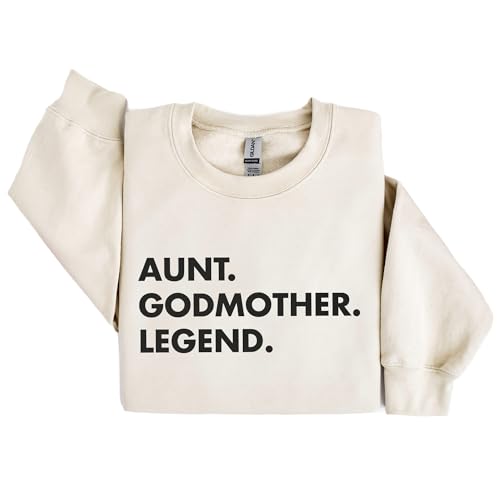 Aunt Godmother Legend Sweatshirt, Cute Sweater For Sister In Law, Funny Godparent Proposal Gift, Trendy Auntie Shirts, Unisex Crewneck Sweatshirt Sand