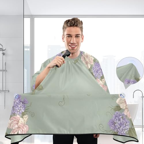 Capa profesional para corte de cabello con estampado floral, impermeable, para barbería y peluquería, con cierre ajustable de broche miniatura 6