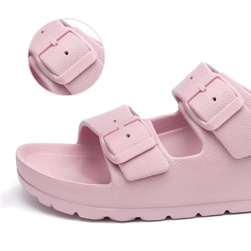Kids Slides Sandals for Boys Girls Toddler Double Buckle Adjustable Flat Sandals Beach Pool Shower Shoes3