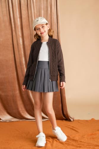 Image of GRACE KARIN Girls Knit Cardigan Sweater Zip Long Sleeve Kids School Uniform Fall Jacket Size 6-14