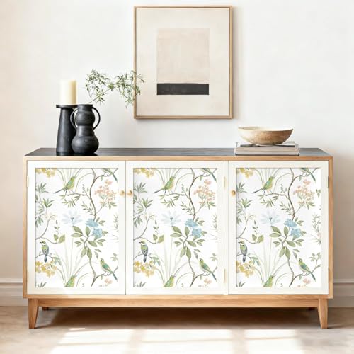 Image of Wallpaper Peel & Stick Floral Vintage Flower Leaf Botanical Bird Elegant Pattern Designs Tropical Watercolor Contact Paper Wall Home Decor Vinyl Self Adhesive Removable Wallpaper Waterproof 16.5&87IN