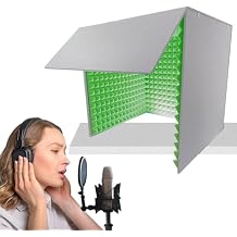 WORDFUN Desktop Soundproof Cover, Sound Isolation Room for Home Studio, Portable Vocal Booth for Recording, Vocal Absorbing Shield, for Recording Studio, Podcasts, Singing, and Broadcasting