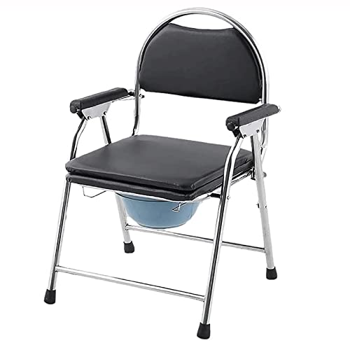 Commode Chair Foldable Bedside Commodes Chair, Portable Toilet Chair with Removable Bucket Lightweight Commode Toilet Shower Chair for Disabled and El