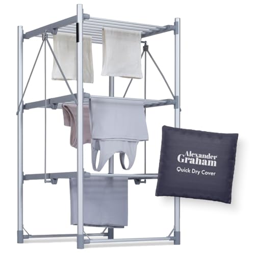 Alexander Graham | 3 Tier Heated Clothes Airer Dryer - with Built-in Energy Saving Timer - Easy Fold - Energy Efficent
