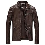 JACKEN-DESIGN - Lederjacke mit durchgehendem Reißverschluss; Stehkragen; Mehrere Taschen bieten Ihnen genügend und sicheren Platz für Ihr Telefon, Karten oder anderes Zubehör, hochwertige PU-Leder-Lederjacken, die Vielseitigkeit und hohen Komfort begünstigen.