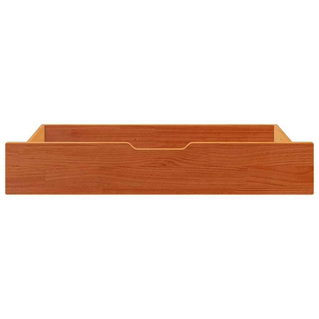 Cajones Debajo Cama con Ruedas 2 uds Madera Maciza Pino marrón, Caja Bajo Cama, Almacenamiento Ropa, Cajas Almacenaje Zapatos, Cajas para Ropa, Cajas De Almacenamiento - 850922