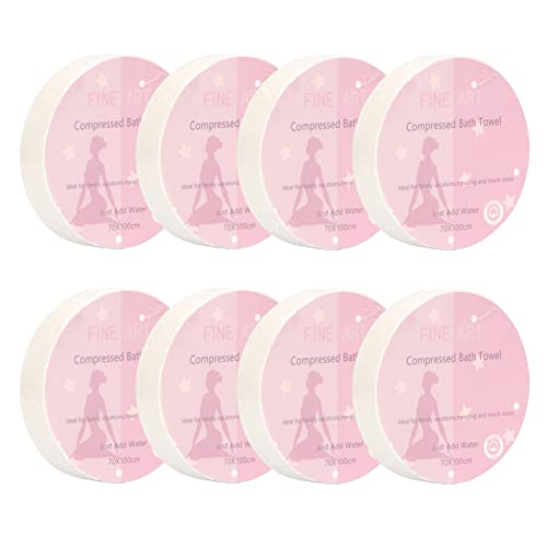 Bisivio 8 Pack Large Compressed Towel, Portable Disposable Bath Towels, White Soft Bath Bath Wipes Portable And Breathable Thick Bath Cloths For Travel Hotel Business Trip Camping Sports 39X27 Inch #TOP5