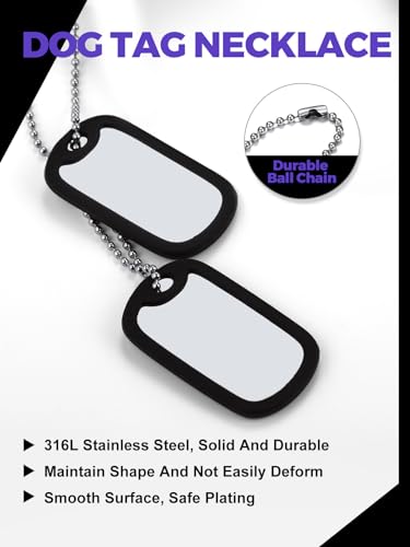 Richsteel Military Dog Tags Pendant with Chain Medical Alert ID Double Tag Necklace for Men Stainless Steel Jewelry