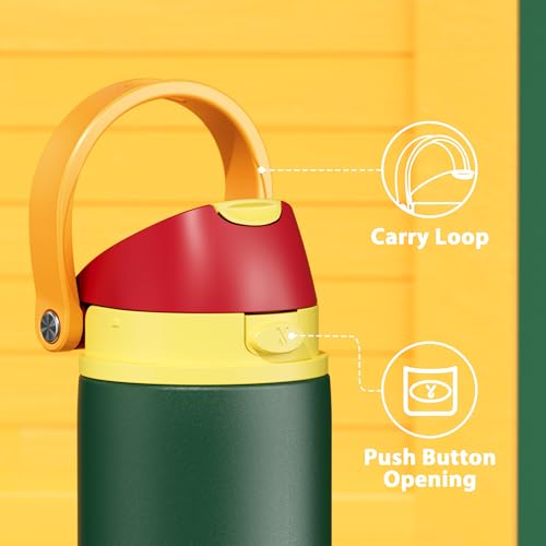 Image of 24 oz Insulated Water Bottle with Straw: Meoky Stainless Steel Metal Water Bottle with 2-in-1 Lid - Leak Proof, Cold for 24 Hours, Protective Silicone Base, BPA-Free for Sports Travel Car, Evergreen