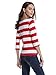 MsBasic Women's 3/4 Sleeve Boat Neck Striped Relax Fit Tee Shirts (Medium, MS6310-2)Red/White