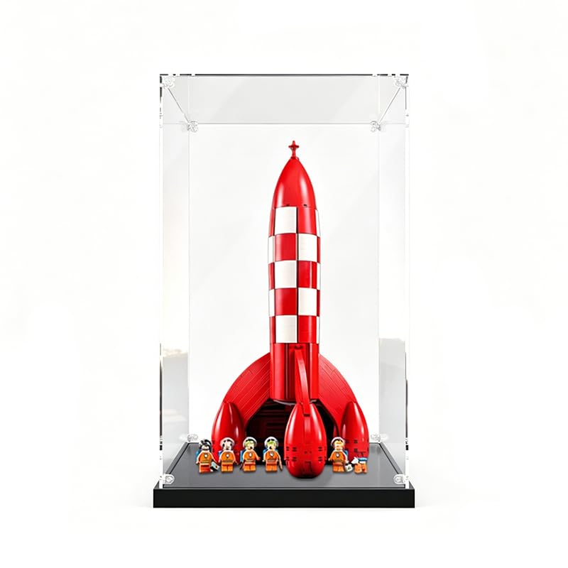 Acrylic Display Case for LE*GO 21367 Tintin Moon Rocket, Dustproof Clear Showcase , Compatible with LE*GO Ideas Rocket 21367 (Model Not Included)