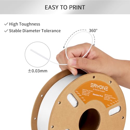 ERYONE PLA Filament 1.75 mm, Filament pour Imprimante 3D PLA, Précision Dimensionnelle +/- 0,03 mm, Blanc - 5
