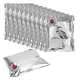 Hipzeepo 5-Liter-Weinblase Nachfüllbeutel Wiederverwendbare Box Weinblase 10er-Pack Lebensmittelgeeignete Weinblase mit Auslauf