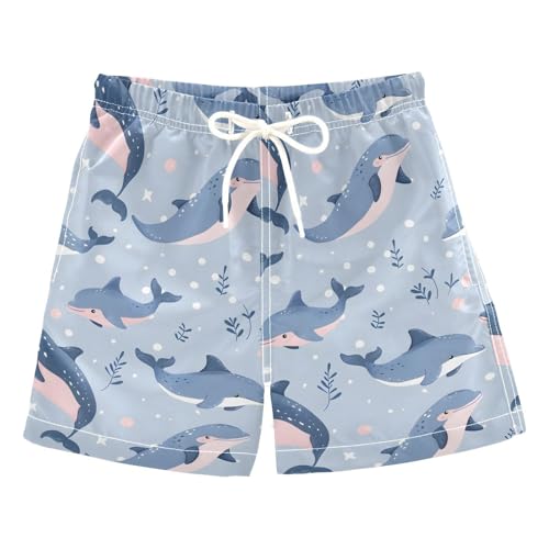 ALAZA Hipster Whale Leaf Boys Quick Dry Beach Board Shorts Kids Swim Trunks Bathing Suit Swimsuit 2T Multicolor