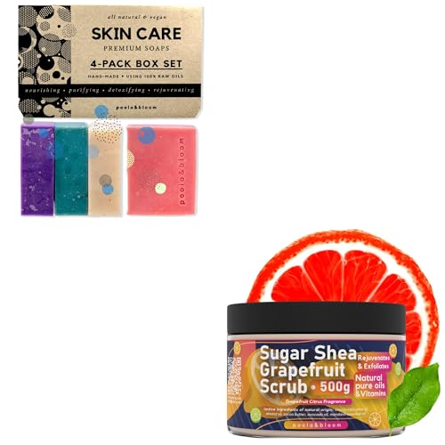 Savons et gommage de l'ensemble de soins naturels hydratants Poola & Bloom