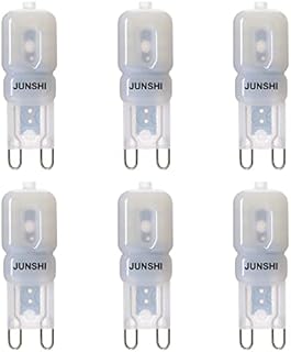 JUNSHI G9 LED Bulb,2.5W to 20W,6500K Cool White, 220 Lumens,AC220-240V LED Light Bulb,Pack of 6