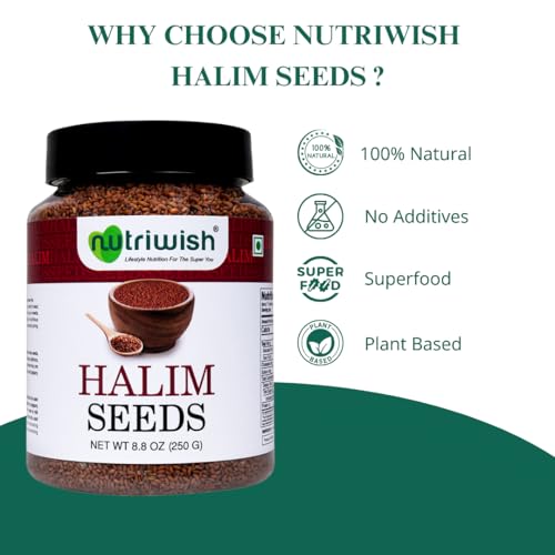 Nutriwish Halim Seed Pure & Natural Garden Cress Safe & Beneficial Aliv Seed Halim Aliv Garden Cress Seeds for Eating No Additives High Protein Snack 250 gm