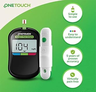 ONETOUCH OneTouch Select Plus Simple Glucometer for Simple,Accurate & Virtually Painfree Blood Sugar Testing (Free 10 Strips +Lancing Device+10 lancets) green