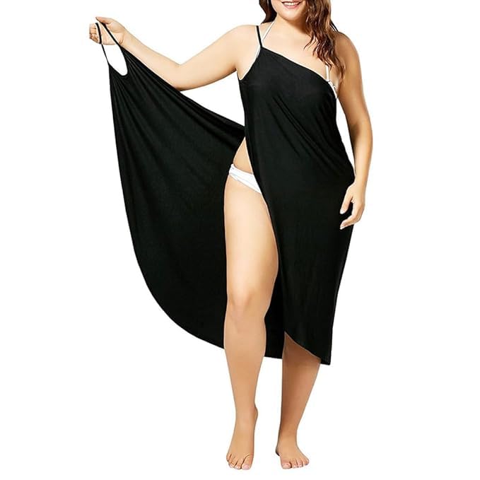 jaanshi Beach Wear Dress for Women Stylish Solid Beach Dress Spaghetti Strap Wrap-picture-41