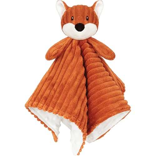 Image of BEILIMU Baby Security Blanket Unisex Loveys for Babies Essentials, Newborn Boys and Girls Fox Stuffed Animal Snuggle Toy with Dotted Backing Fabric, Orange 15 Inch