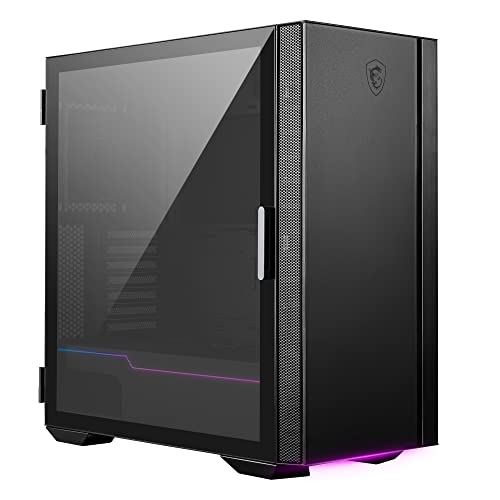 MSI MPG QUIETUDE 100S Mid-Tower PC Case - Vetro temperato, pannelli fonoassorbenti, scheda madre E-ATX, spazio x 2 radiatori 360mm, supporto GPU, Smart I/O, ventola Silent Gale P12, ARGB Mystic Light