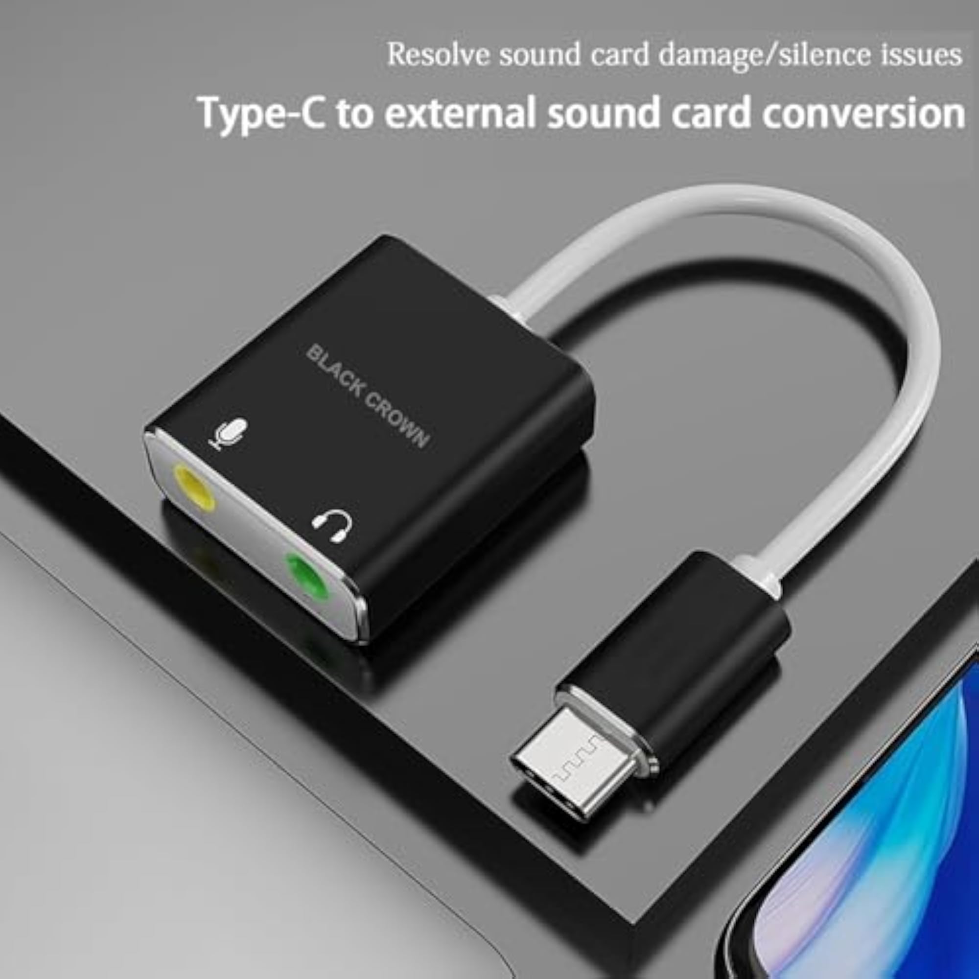 USB C External Sound Card Adapter, Type to 3.5mm Jack