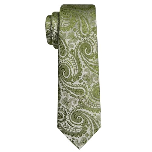 Image of YOHOWA Mens Ties Set Wedding Paisley Neckties with Handkerchief Cufflinks Formal Business