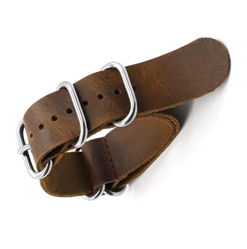 [CFWW] Vintage Leather Watch Strap For men Handmade Replacement watchband Accessories(Coffee,24mm)