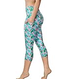 Comfy Yoga Women's Printed High Waisted Yoga Capri | 2 Side Pockets | Soft Lightweight Workout Capri (L/XL 12-18, Oh Flamingo Capri)
