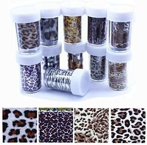 Newest Fashion Nail Art Transfer Foil Mix Color Tiger/Leopard/Zebra Etc. Nail Sticker Tip Decoration, Any 8 Pcs