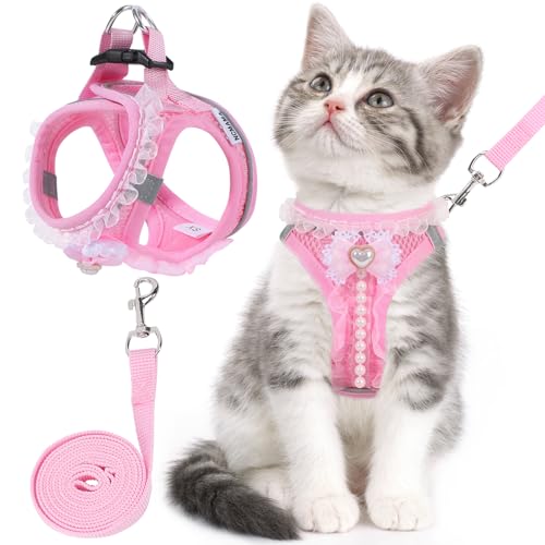 NCMAMA Cat Harness with Pink Bow