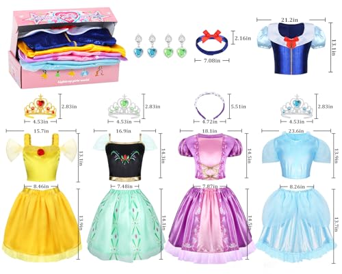 image for LIMIROLER 18 Pcs Princess Dress Up Clothes for Little Girl Role Play C