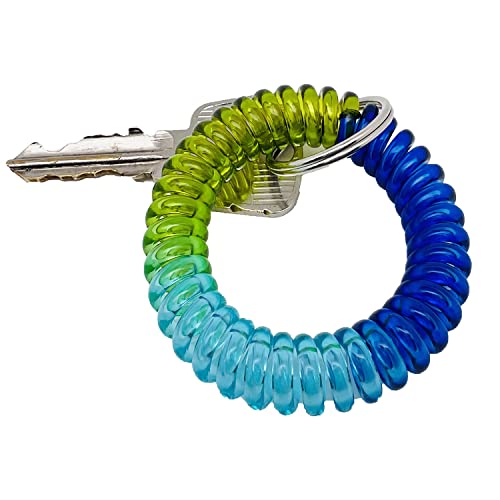 MYYZMY 12 Pcs Wrist Coil Wrist Keychain, Colorful Stretch Wristband Key Chain for Gym, Pool, ID Badge
