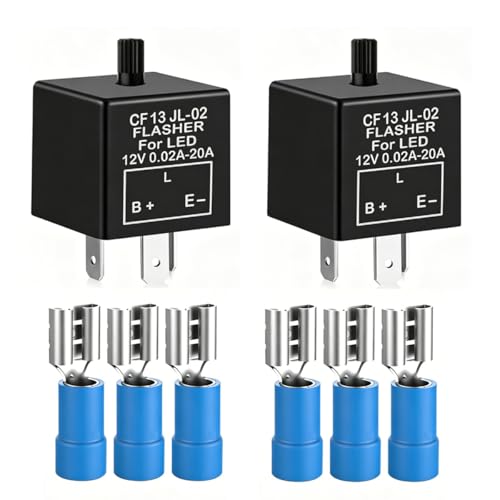 Gebildet 2Piezas 12V 3Pin Relé Intermitente Ajustable para Señales de Giro LED, CF-13KT Interruptor Intermitente electrónico 0.1W-150W, Solución para el Indicador de Señal Luz Intermitente