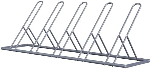 melos 5 Bike Rack, Parking Bike Stand, Outdoor For Mountain Floor Bike Rack, Heavy Duty For Bicycle Garage, Space-Saving Bicycle Holder For Home, Yard, Office, Silver