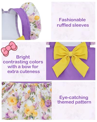 Image of CuteBone Dog Dress for Small Dogs Girl, Floral Summer Dresses with Bow & Ruffle Sleeve, UPF50+ Sun Protection, Cute Pet Clothes for Puppy for Birthday Wedding Party Beach ZSFX07L