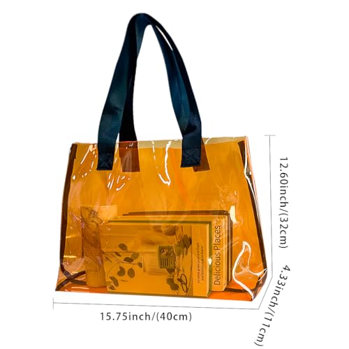 Image of Clear Large Tote Bag - Versatile, Waterproof, Stain Resistant, Transparent Shoulder Tote Bag for Work