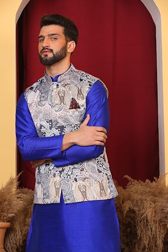 Image of Kurta With Churidar & Multicolor Nehru jacket Set