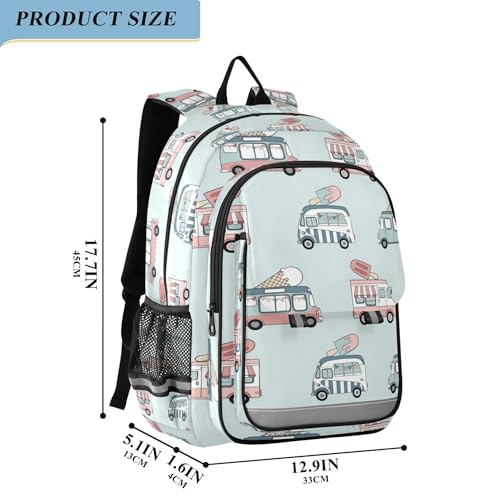 Fisyme Ice Cream Trucks Car School Backpack Laptop Backpacks Bags Bookbag Travel Casual Computer Notebooks Daypacks2