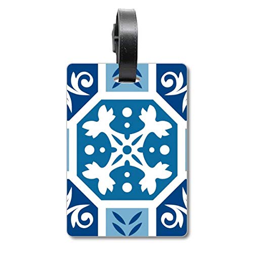 Étiquette valise Maroc motif abstrait bleu pour éviter les pertes