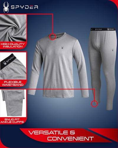 Spyder Men's Thermal Underwear Set - 2 Piece Brushed Back Fleece Lined Long Johns Base Layer Set for Men (Sizes: S-XL)2