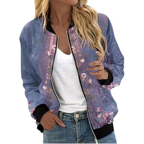 Minetom Veste Femme Léger Bomber Cover
