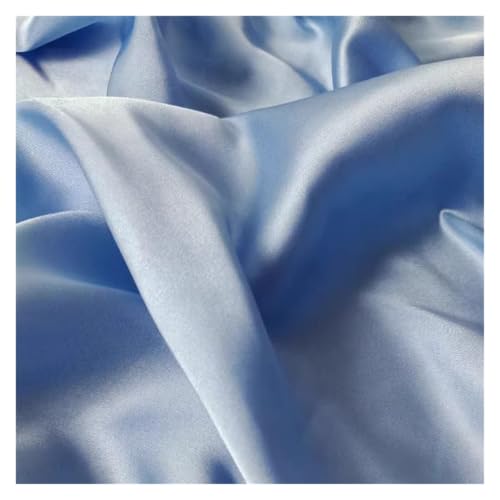 Tissu satin en acétate de soie bleu ciel fluide pour haute couture