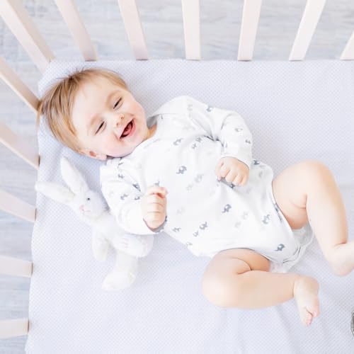 Image of Bimocosy 3D Mesh Crib Mattress Protector Sheets, 100% Breathable Waterproof Crib Sheets for Comfort & All-Round, Pad Cover Fitted Fits for Toddler Bed Mattress, 52 inch x 28 inch