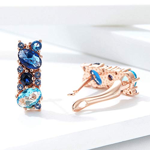 Rose Gold Hoop Earring for Women Multicolored Crystal Earring Sterling Silver Multi Gemstone Earrings Amethyst Ruby Sapphire Garnet Earring for Fashion Jewelry Ideal Valentine's Day2
